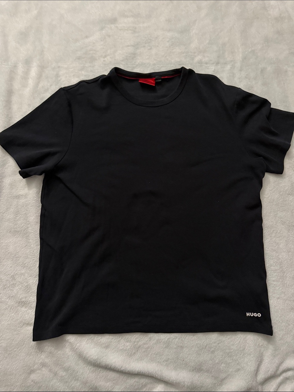 HUGO Men's Black Crewneck Short Sleeve Tee with Subtle Logo